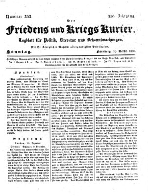 Der Friedens- u. Kriegs-Kurier (Nürnberger Friedens- und Kriegs-Kurier) Sonntag 19. Dezember 1830