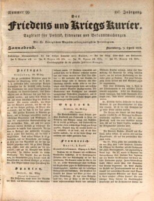 Der Friedens- u. Kriegs-Kurier (Nürnberger Friedens- und Kriegs-Kurier) Samstag 9. April 1831