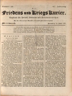 Der Friedens- u. Kriegs-Kurier (Nürnberger Friedens- und Kriegs-Kurier) Mittwoch 29. Juni 1831