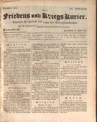 Der Friedens- u. Kriegs-Kurier (Nürnberger Friedens- und Kriegs-Kurier) Samstag 23. Juli 1831