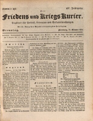 Der Friedens- u. Kriegs-Kurier (Nürnberger Friedens- und Kriegs-Kurier) Dienstag 25. Oktober 1831
