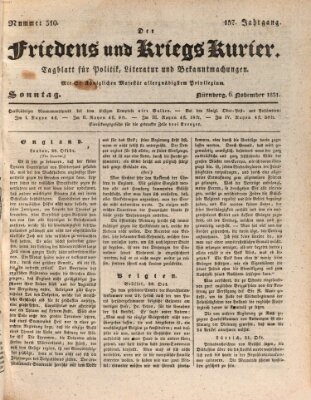 Der Friedens- u. Kriegs-Kurier (Nürnberger Friedens- und Kriegs-Kurier) Sonntag 6. November 1831