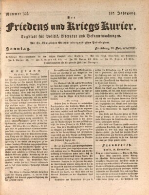 Der Friedens- u. Kriegs-Kurier (Nürnberger Friedens- und Kriegs-Kurier) Sonntag 20. November 1831