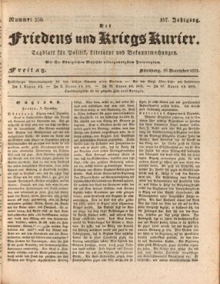 Der Friedens- u. Kriegs-Kurier (Nürnberger Friedens- und Kriegs-Kurier) Freitag 16. Dezember 1831