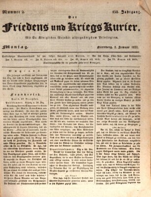 Der Friedens- u. Kriegs-Kurier (Nürnberger Friedens- und Kriegs-Kurier) Montag 2. Januar 1832