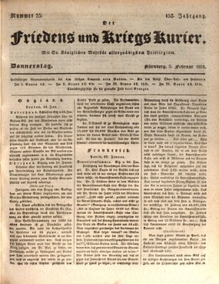 Der Friedens- u. Kriegs-Kurier (Nürnberger Friedens- und Kriegs-Kurier) Donnerstag 2. Februar 1832