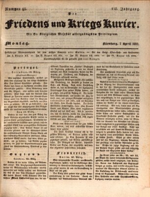 Der Friedens- u. Kriegs-Kurier (Nürnberger Friedens- und Kriegs-Kurier) Montag 2. April 1832