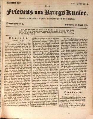 Der Friedens- u. Kriegs-Kurier (Nürnberger Friedens- und Kriegs-Kurier) Donnerstag 28. Juni 1832