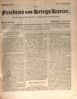 Der Friedens- u. Kriegs-Kurier (Nürnberger Friedens- und Kriegs-Kurier) Sonntag 15. Juli 1832