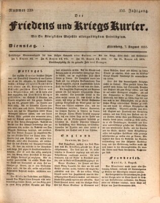 Der Friedens- u. Kriegs-Kurier (Nürnberger Friedens- und Kriegs-Kurier) Dienstag 7. August 1832