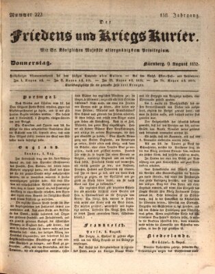 Der Friedens- u. Kriegs-Kurier (Nürnberger Friedens- und Kriegs-Kurier) Donnerstag 9. August 1832