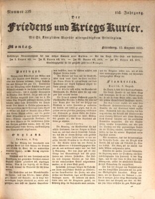 Der Friedens- u. Kriegs-Kurier (Nürnberger Friedens- und Kriegs-Kurier) Montag 13. August 1832