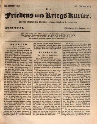 Der Friedens- u. Kriegs-Kurier (Nürnberger Friedens- und Kriegs-Kurier) Donnerstag 27. September 1832