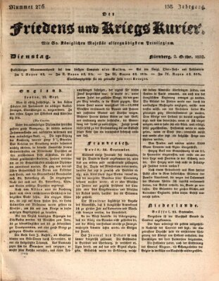 Der Friedens- u. Kriegs-Kurier (Nürnberger Friedens- und Kriegs-Kurier) Dienstag 2. Oktober 1832