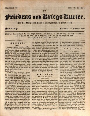Der Friedens- u. Kriegs-Kurier (Nürnberger Friedens- und Kriegs-Kurier) Sonntag 17. Februar 1833