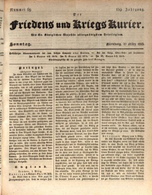 Der Friedens- u. Kriegs-Kurier (Nürnberger Friedens- und Kriegs-Kurier) Sonntag 10. März 1833