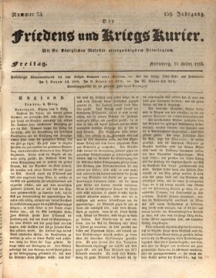 Der Friedens- u. Kriegs-Kurier (Nürnberger Friedens- und Kriegs-Kurier) Freitag 15. März 1833