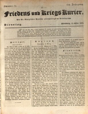 Der Friedens- u. Kriegs-Kurier (Nürnberger Friedens- und Kriegs-Kurier) Dienstag 19. März 1833