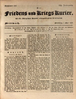 Der Friedens- u. Kriegs-Kurier (Nürnberger Friedens- und Kriegs-Kurier) Mittwoch 1. Mai 1833