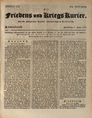 Der Friedens- u. Kriegs-Kurier (Nürnberger Friedens- und Kriegs-Kurier) Samstag 8. Juni 1833