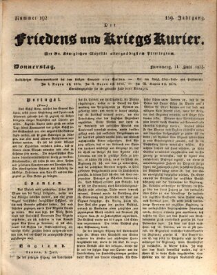 Der Friedens- u. Kriegs-Kurier (Nürnberger Friedens- und Kriegs-Kurier) Donnerstag 11. Juli 1833