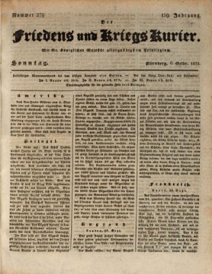 Der Friedens- u. Kriegs-Kurier (Nürnberger Friedens- und Kriegs-Kurier) Sonntag 6. Oktober 1833
