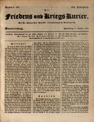 Der Friedens- u. Kriegs-Kurier (Nürnberger Friedens- und Kriegs-Kurier) Donnerstag 31. Oktober 1833