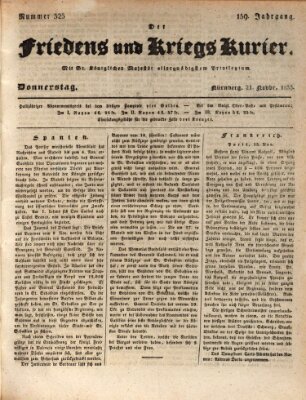 Der Friedens- u. Kriegs-Kurier (Nürnberger Friedens- und Kriegs-Kurier) Donnerstag 21. November 1833