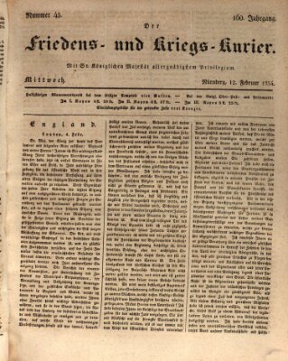 Der Friedens- u. Kriegs-Kurier (Nürnberger Friedens- und Kriegs-Kurier) Mittwoch 12. Februar 1834
