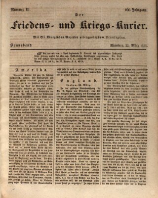 Der Friedens- u. Kriegs-Kurier (Nürnberger Friedens- und Kriegs-Kurier) Samstag 22. März 1834