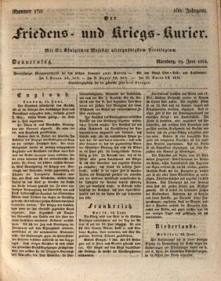Der Friedens- u. Kriegs-Kurier (Nürnberger Friedens- und Kriegs-Kurier) Donnerstag 19. Juni 1834