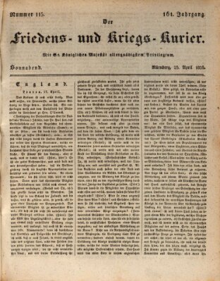Der Friedens- u. Kriegs-Kurier (Nürnberger Friedens- und Kriegs-Kurier) Samstag 25. April 1835