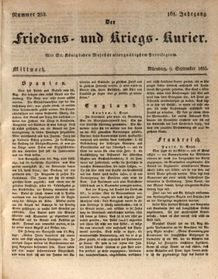 Der Friedens- u. Kriegs-Kurier (Nürnberger Friedens- und Kriegs-Kurier) Mittwoch 9. September 1835