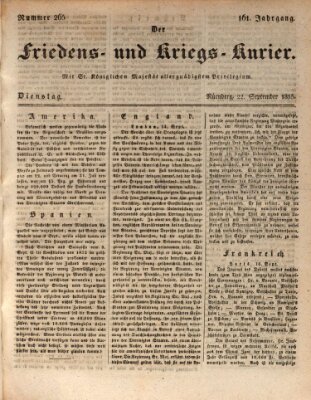 Der Friedens- u. Kriegs-Kurier (Nürnberger Friedens- und Kriegs-Kurier) Dienstag 22. September 1835