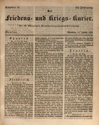 Der Friedens- u. Kriegs-Kurier (Nürnberger Friedens- und Kriegs-Kurier) Montag 11. Januar 1836