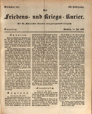 Der Friedens- u. Kriegs-Kurier (Nürnberger Friedens- und Kriegs-Kurier) Sonntag 31. Juli 1836
