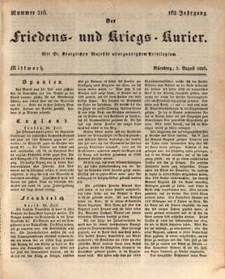 Der Friedens- u. Kriegs-Kurier (Nürnberger Friedens- und Kriegs-Kurier) Mittwoch 3. August 1836