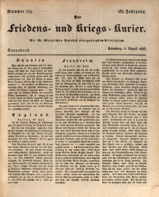 Der Friedens- u. Kriegs-Kurier (Nürnberger Friedens- und Kriegs-Kurier) Samstag 6. August 1836