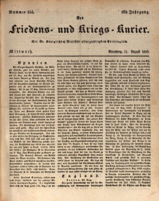 Der Friedens- u. Kriegs-Kurier (Nürnberger Friedens- und Kriegs-Kurier) Mittwoch 31. August 1836