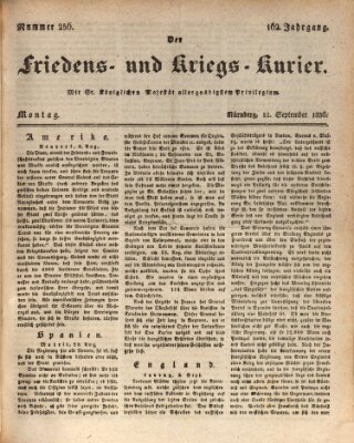 Der Friedens- u. Kriegs-Kurier (Nürnberger Friedens- und Kriegs-Kurier) Montag 12. September 1836