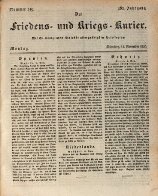Der Friedens- u. Kriegs-Kurier (Nürnberger Friedens- und Kriegs-Kurier) Montag 14. November 1836