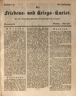 Der Friedens- u. Kriegs-Kurier (Nürnberger Friedens- und Kriegs-Kurier) Samstag 1. April 1837