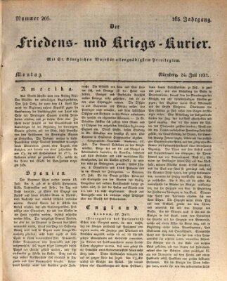 Der Friedens- u. Kriegs-Kurier (Nürnberger Friedens- und Kriegs-Kurier) Montag 24. Juli 1837