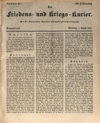 Der Friedens- u. Kriegs-Kurier (Nürnberger Friedens- und Kriegs-Kurier) Samstag 5. August 1837
