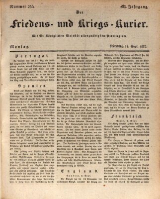 Der Friedens- u. Kriegs-Kurier (Nürnberger Friedens- und Kriegs-Kurier) Montag 11. September 1837