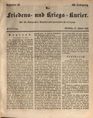 Der Friedens- u. Kriegs-Kurier (Nürnberger Friedens- und Kriegs-Kurier) Freitag 26. Januar 1838