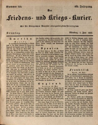 Der Friedens- u. Kriegs-Kurier (Nürnberger Friedens- und Kriegs-Kurier) Sonntag 3. Juni 1838
