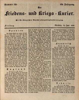 Der Friedens- u. Kriegs-Kurier (Nürnberger Friedens- und Kriegs-Kurier) Freitag 29. Juni 1838