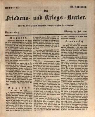Der Friedens- u. Kriegs-Kurier (Nürnberger Friedens- und Kriegs-Kurier) Donnerstag 19. Juli 1838