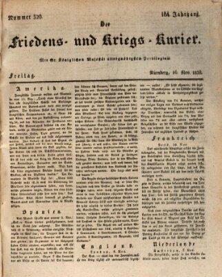Der Friedens- u. Kriegs-Kurier (Nürnberger Friedens- und Kriegs-Kurier) Freitag 16. November 1838